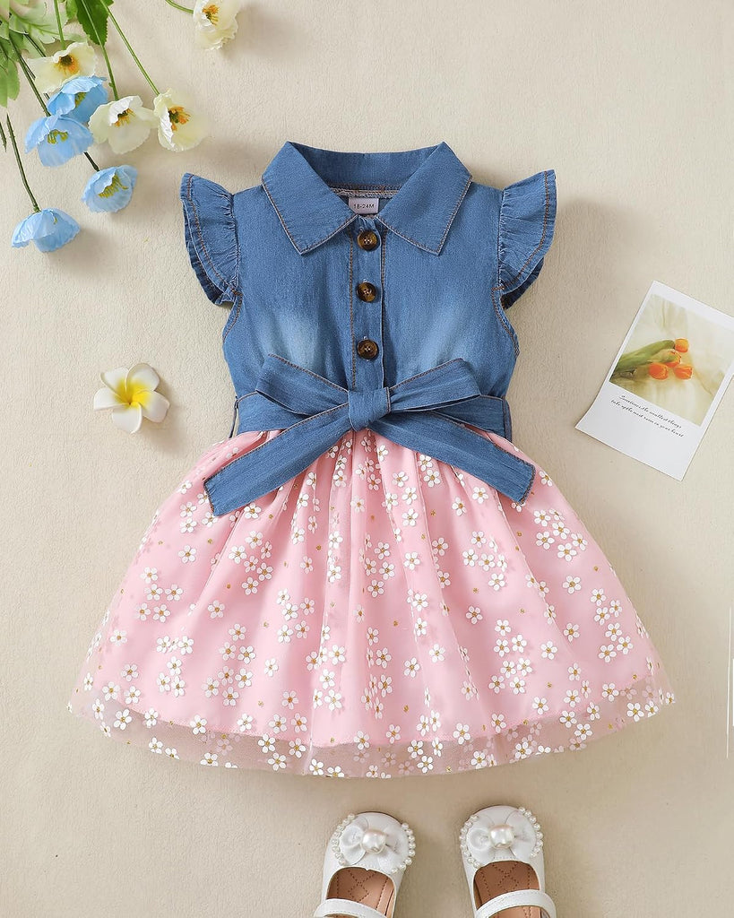 Toddler Girl Clothes Denim Dresses Baby Summer Sundress Outfit