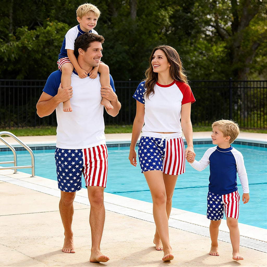 Boys Funny Print Swim Trunks with Anti-Chafe Mesh Lining