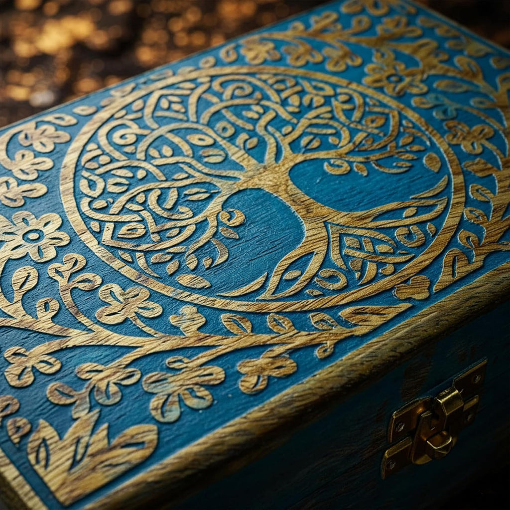 Handmade Wooden Tree of Life Keepsake Box - Rustic Jewelry & Trinket Organizer for Men & Women | Vintage Storage Box