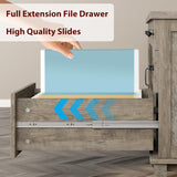 Farmhouse Executive Desk with File Drawers, 60 in Home Office Desk with Charging Station