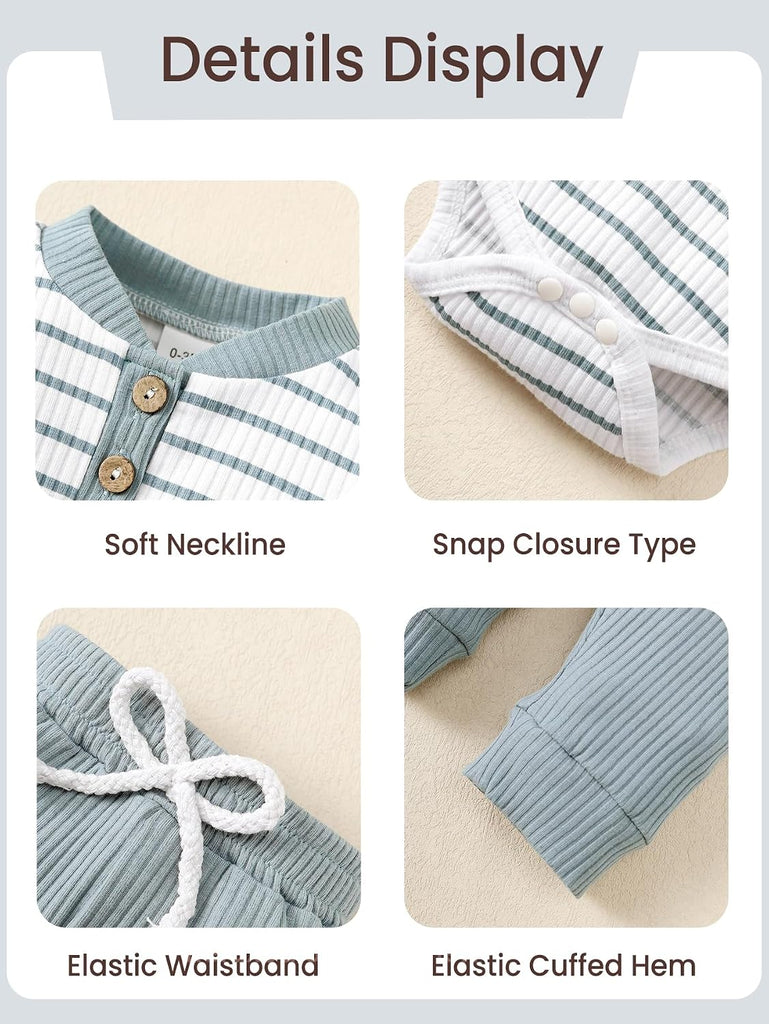 Baby Boy Fall Winter Clothes Sets Infant Ribbed Knitted Long Sleeve Romper and Pants Newborn Boy Outfits