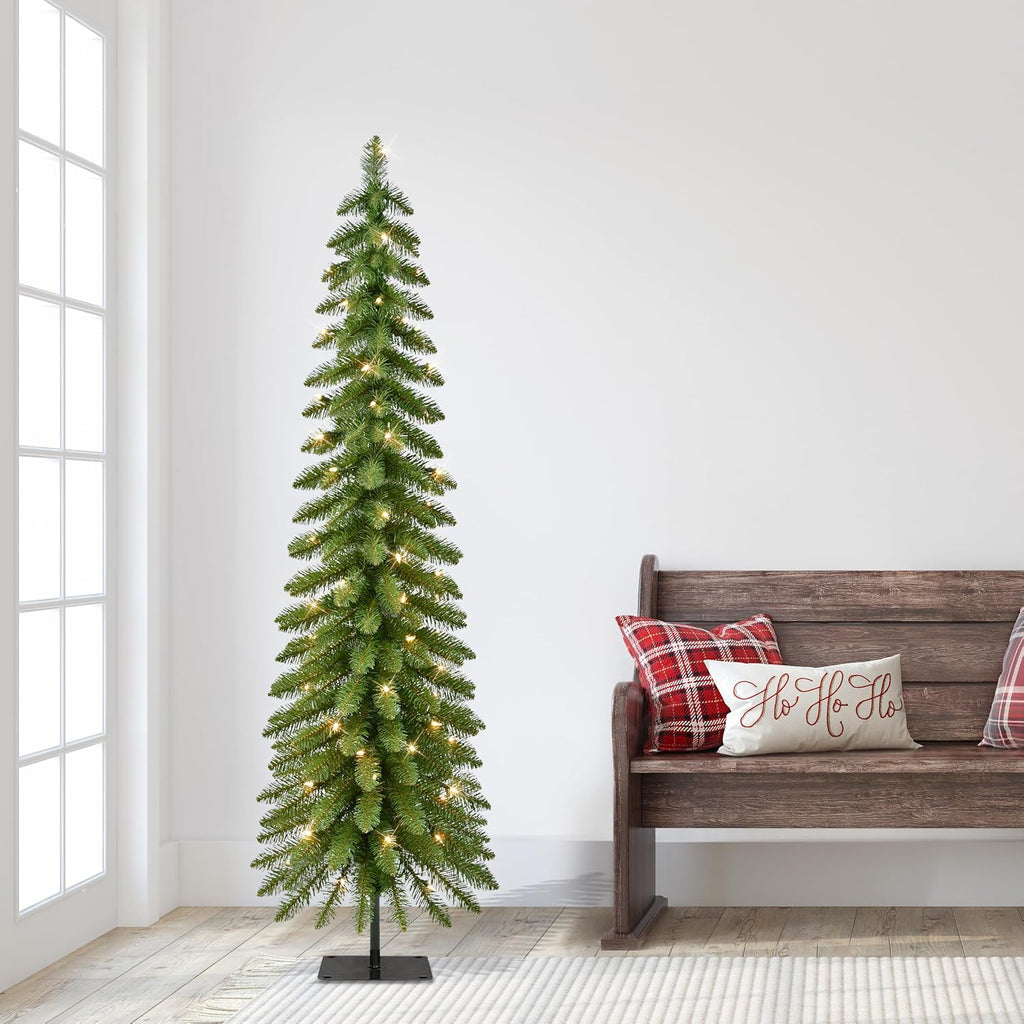 International 6ft Pre-Lit Alpine Pencil Christmas Tree