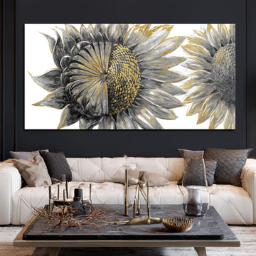 Rustic Sunflower Canvas Wall Art Vintage Flower Painting Picture, 24x48 In