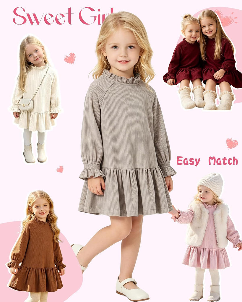 Toddler Baby Girl Dress Fall Outfits Knit Long Sleeve