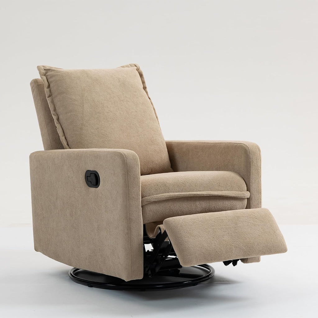 Modern Manual Reclining Chair Glider Rocker Chair with Swivel Bedroom, Manual Lovely Recliner Armchair Boucle