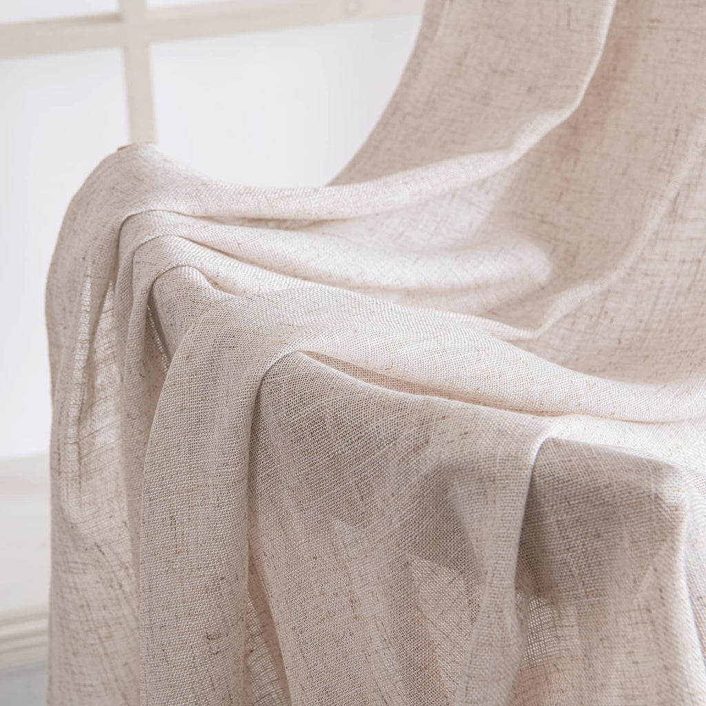 Natural White Linen Curtains 52x108 Inch Living Room