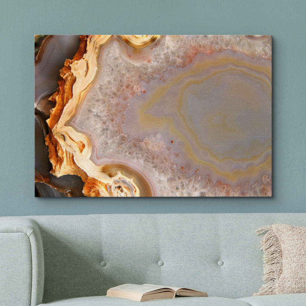 Canvas Wall Art - Abstract Agate Slice Pattern - Giclee Print Gallery Wrap Modern Home Art Ready to Hang - 32" x 48"