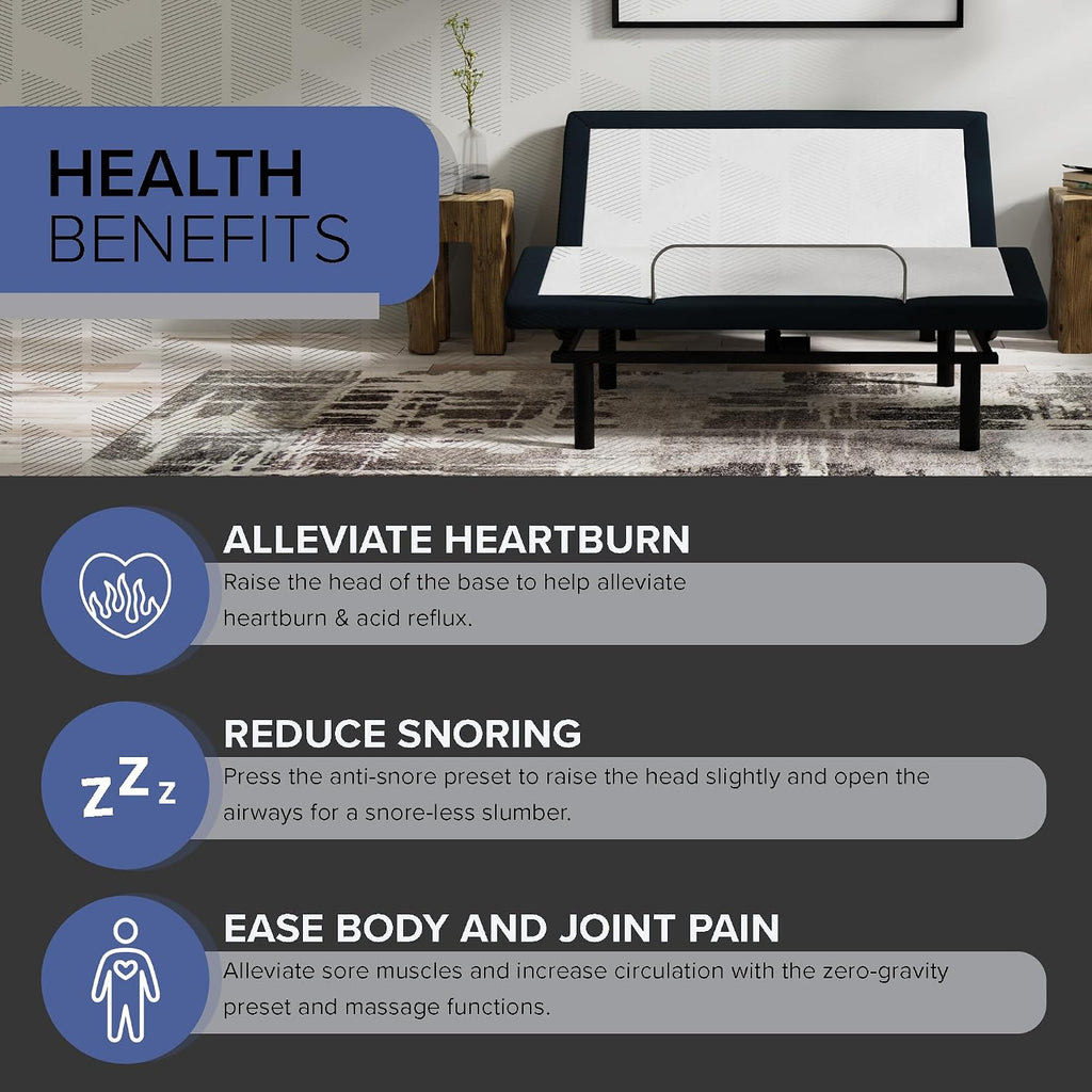 E4 King Adjustable Bed Frame with Massage, Anti-Snore, Zero Gravity, USB Charging, Under Bed Lights, Wireless Remote