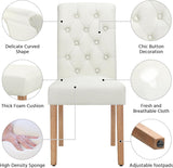 Dining Chairs Set of 2 Fabric Upholstered Dining Room Chairs with Button Tufted High Back and Solid Wood Legs for