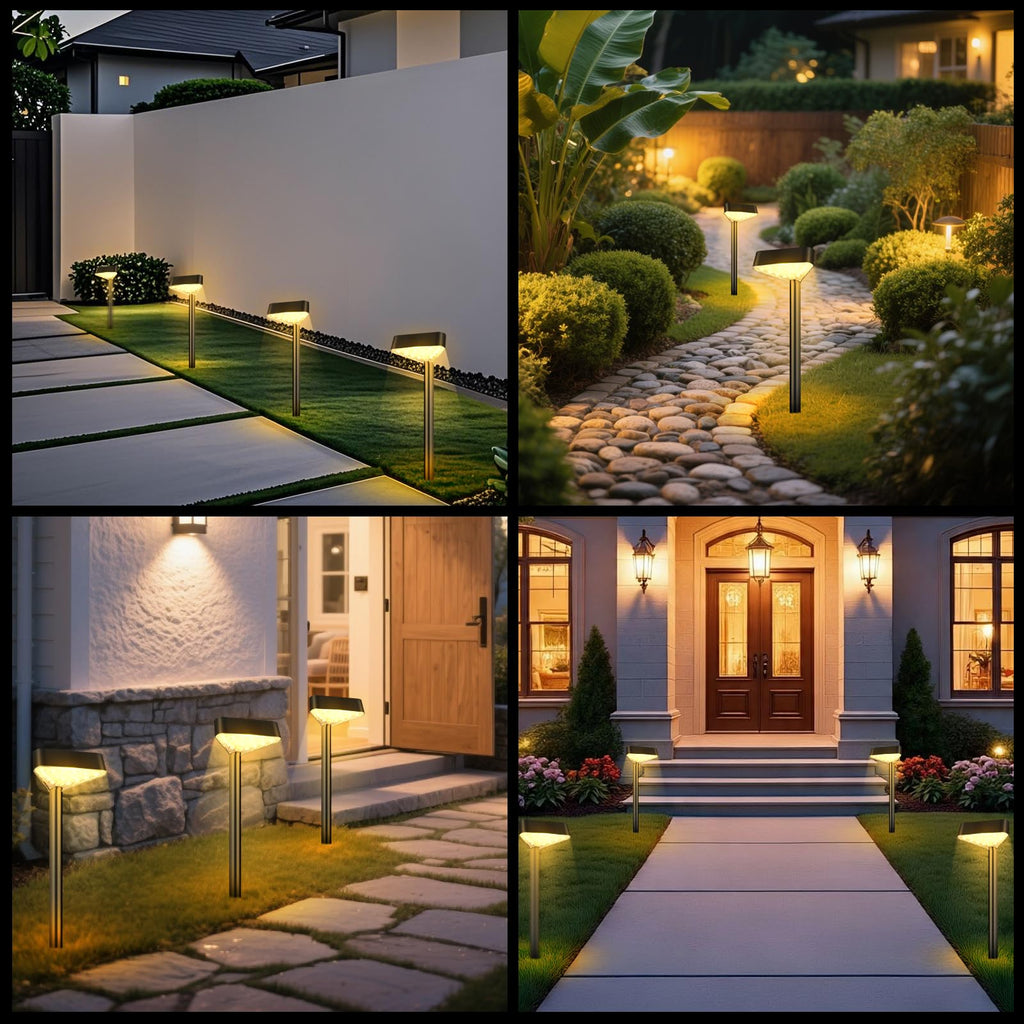 8 Pack Solar Pathway Lights Outdoor, Bright LED Solar Landscape Lights