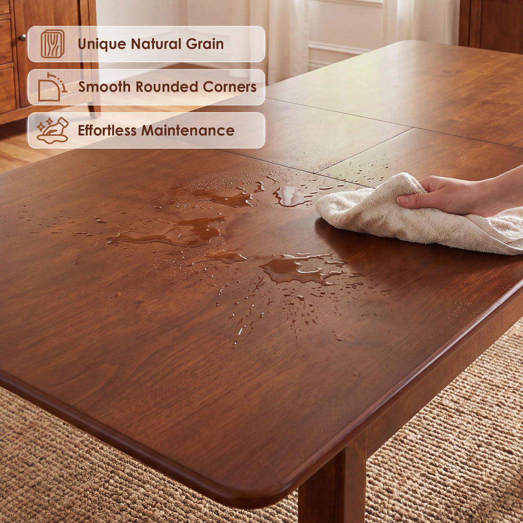 Extendable Dining Table for 4-8, 67"-82" Wood Dining Room Table with Self-Storing Butterfly Leaf, Modern Kitchen