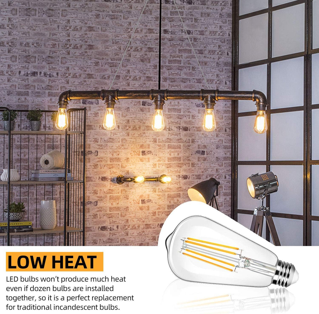 12-Pack Vintage 7W ST58 LED Edison Light Bulbs 60W Equivalent, 850Lumens, 3000K Soft Warm White, E26 Base LED