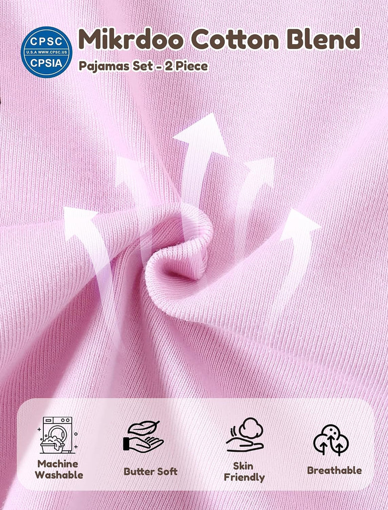 Girls Pajamas 2 Piece Snug Long Sleeve Pjs Sets