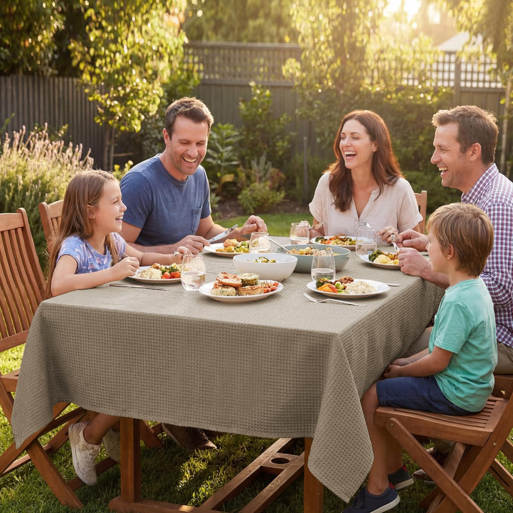 Rectangle Tablecloth Waffle Textured Waterproof Table Cloth Stain Resistant Wrinkle Free Washable Decorative Table
