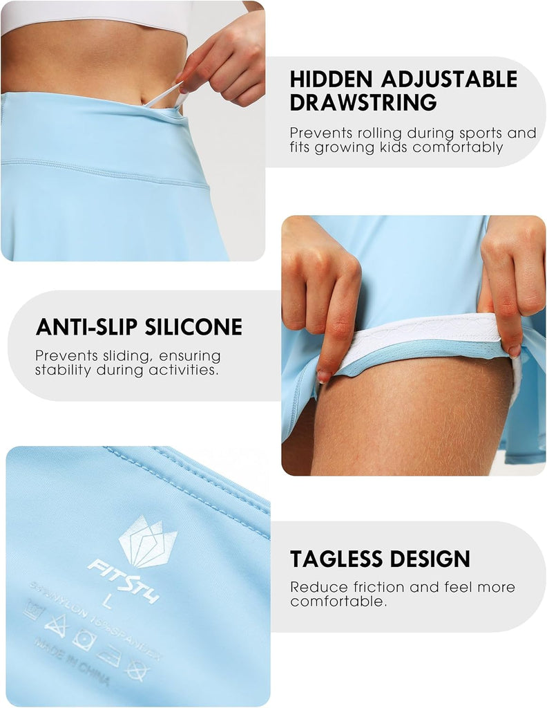 Girls Skorts for Tennis Golf Uniform Skirt Cool Fabric UPF50
