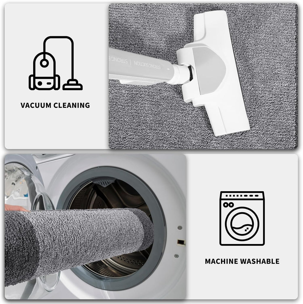 Dirt Trapping Indoor Door Mat, 24" x 36", Light Grey & Grey | Machine Washable, Non-Slip, Waterproof TPR Backing