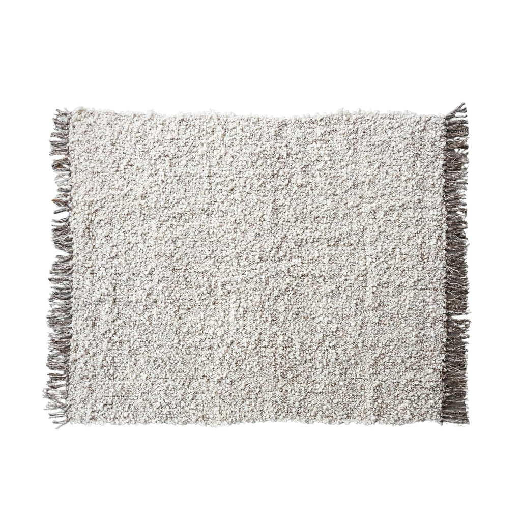 Cozy Haven Wool Blend Shag Throw, Natural and Grey Mélange