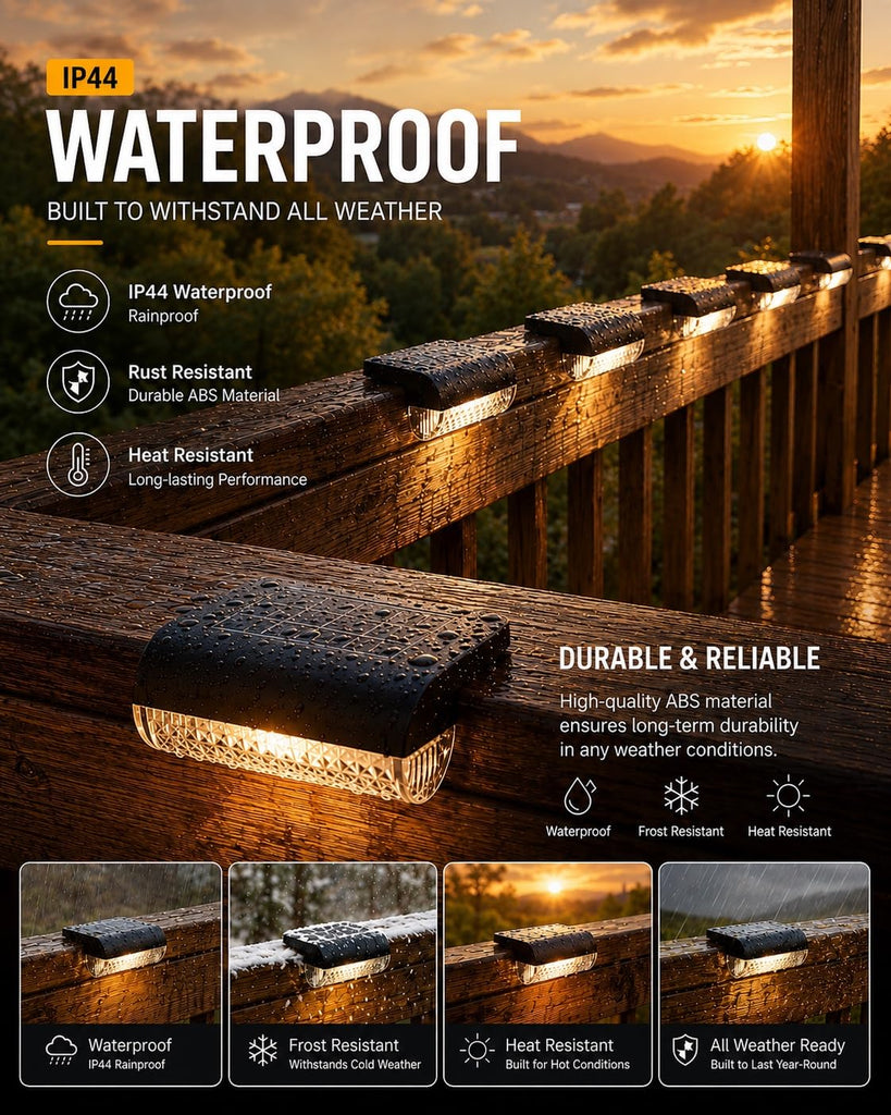 16 Pack Solar Deck Lights Outdoor, Solar Step Lights Led Solar Lights for Outdoor Stairs, 3000K Warm White, Auto