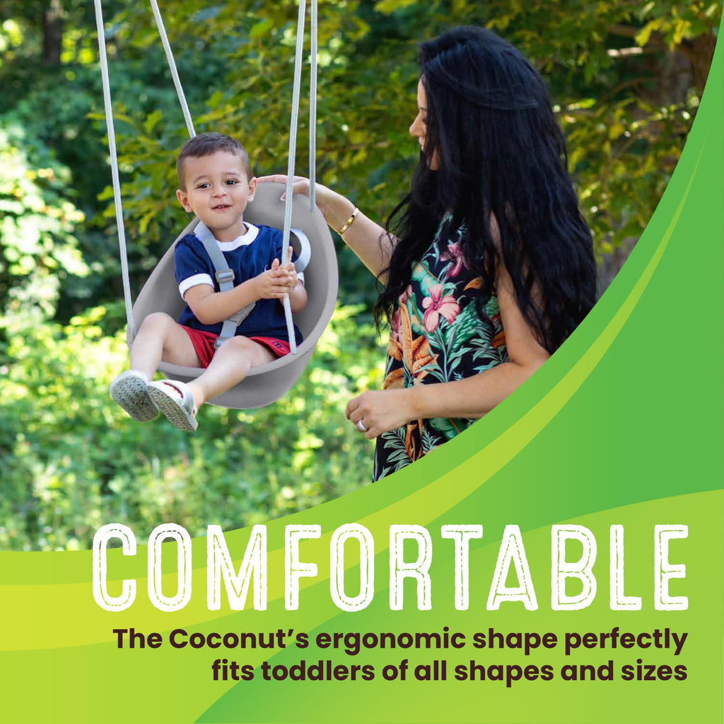 Coconut Toddler Swing - Comfy Baby Swing Outdoor, 3- Point Adjustable Safety Harness, Secure, Safe Quick Click