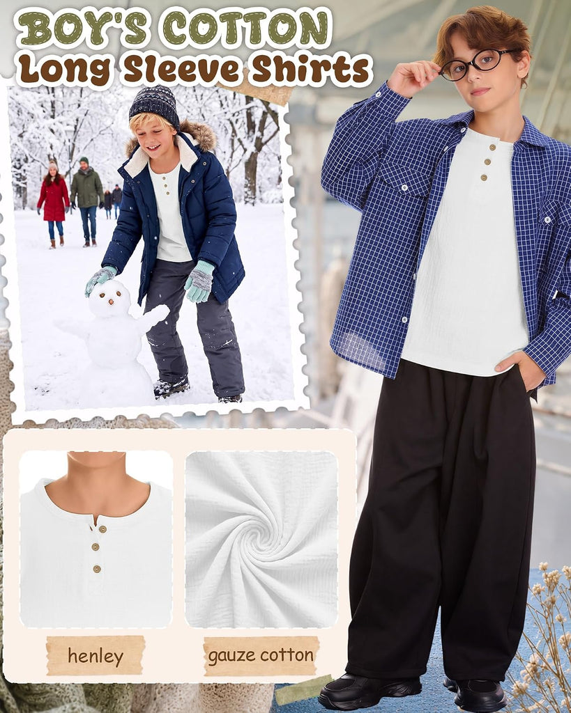 Boy's Long Sleeve Cotton Gauze Shirts