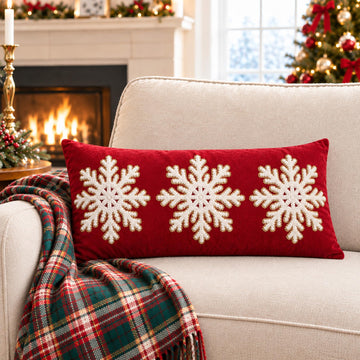 Christmas Snowflake Lumbar Pillow Covers 12x24 Velvet