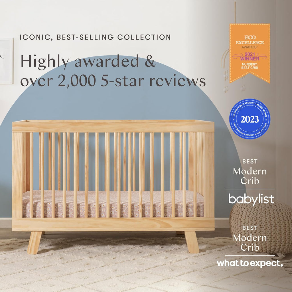 Hudson 3-in-1 Convertible Baby Crib, Natural | Baby Crib Converts to Toddler Bed & Daybed - GREENGUARD Gold
