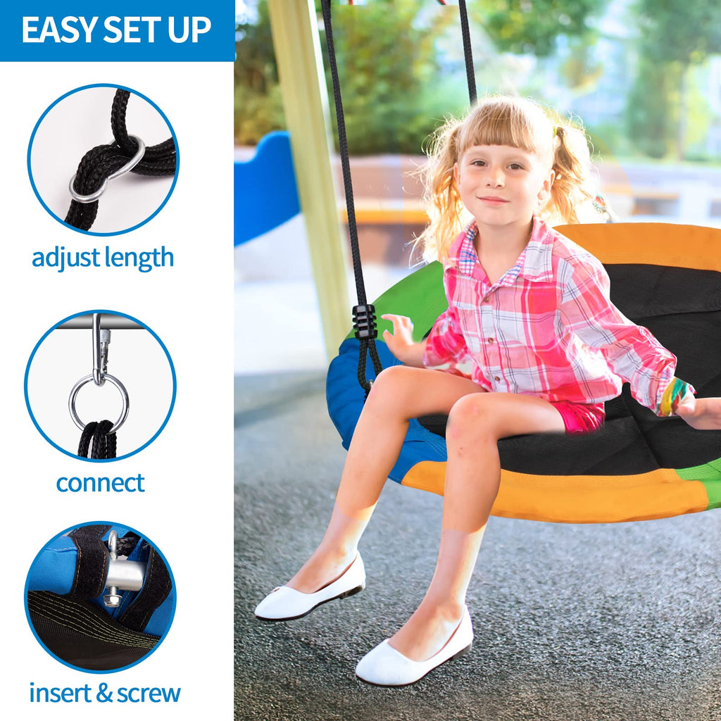 40 Inch Saucer Swing Tree Swing 680Lb Weight Capacity - 2 Added Hanging Straps Outdoor Swing Disc Swing for Kids Disc