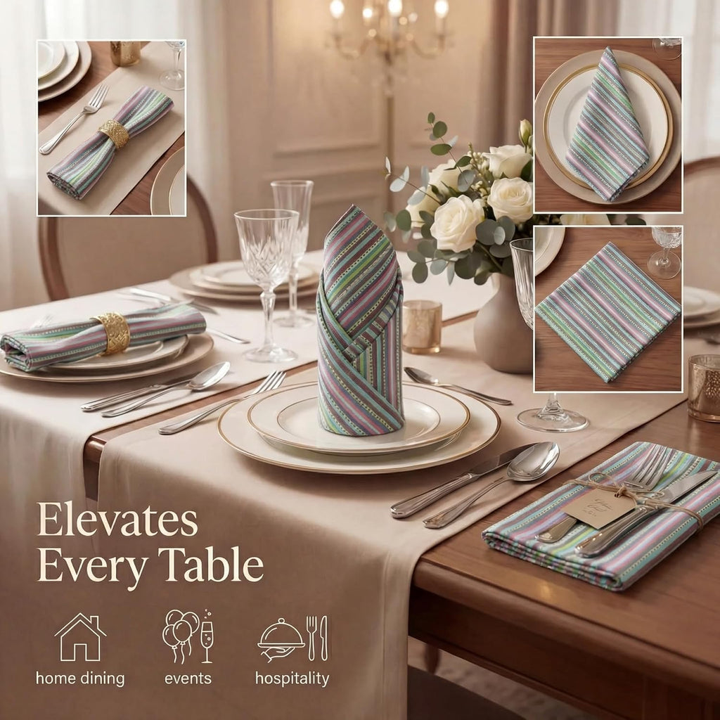 Cloth Napkins Cotton 20x20 (Set of 12) Multi Blue