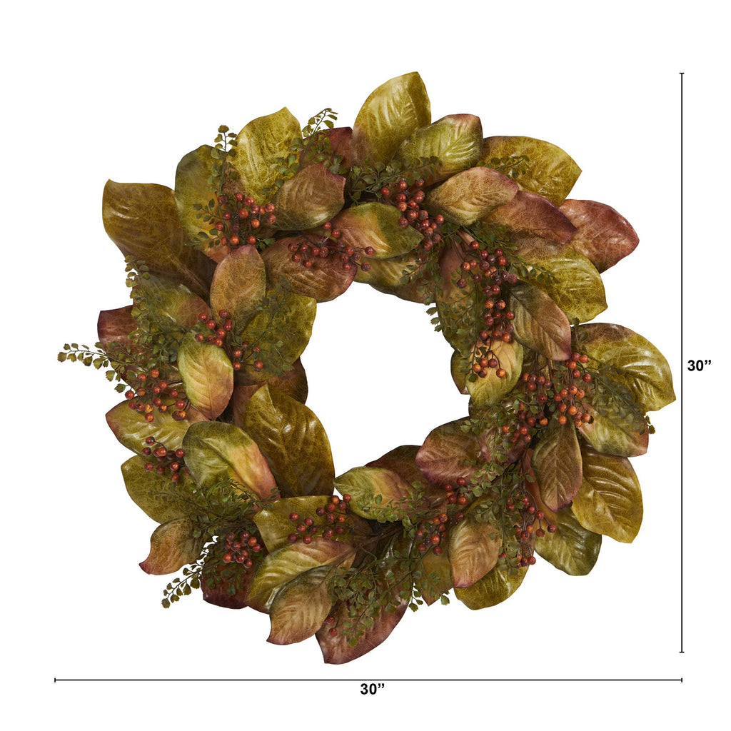 30 in Autumn Magnolia Artificial Fall Wreath
