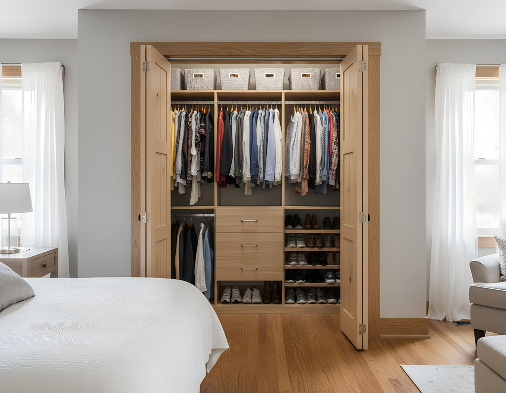 30in x 80in Unfinished Alder Wood Bifold Shaker Door - Pre-Assembled Slab for Closet, Pantry, or Laundry Room (30x80)