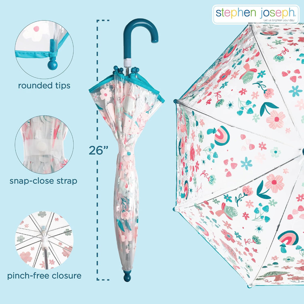 Joseph, Clear Color Changing Bubble Umbrella, Kids Toddler Umbrella with Dome Canopy