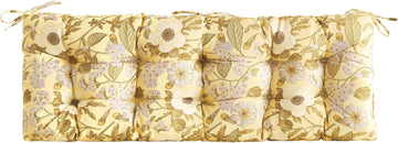 Floral 48"x18"x4" Patio Loveseat Bench Cushion Outdoor Wicker Pad | Vibrant floral tufted all weather cushion, fits