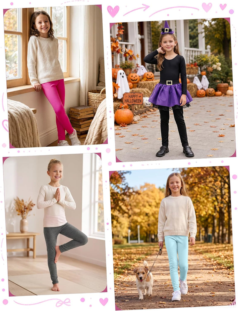 6 Pack Girls Cotton Leggings Toddler Pants Kids Yoga Pants Tights
