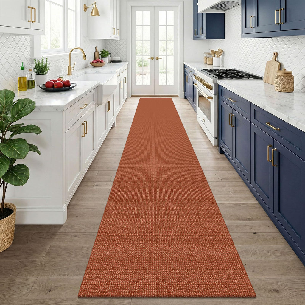 Orange 2.5'x14' Runners Rugs, Long Washable Runner Rug, Woven Non Slip Kitchen Runner, Flatweave Entryway Rug, Floor