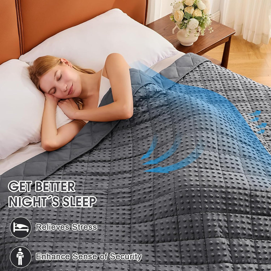 Grey Weighted Blanket for Adults 15lbs, 48"x72", Twin Full Size Cooling Minky Heavy Throw Blanket for 140-160lbs