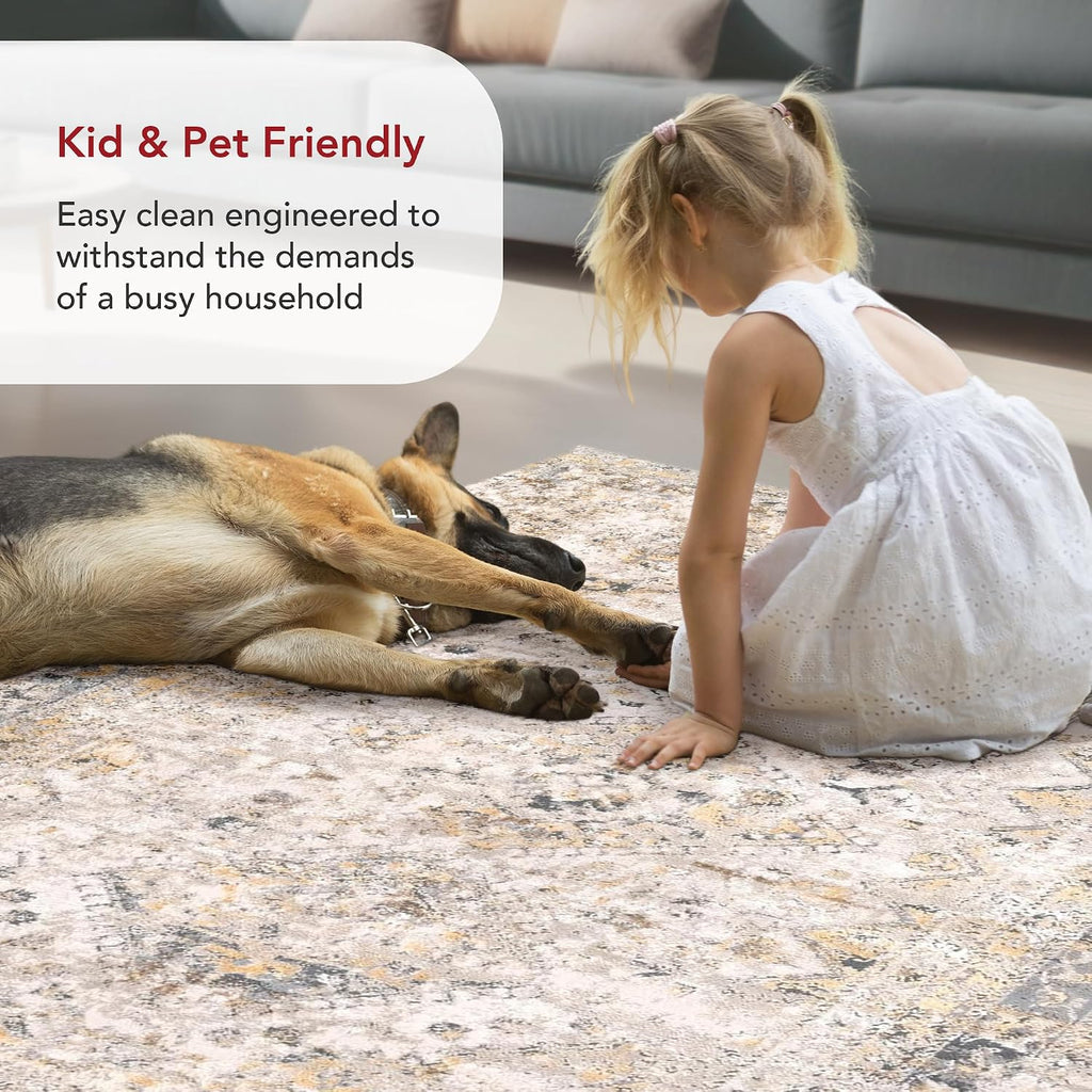 Madisson Gold Medallion Power Loomed Area Rug