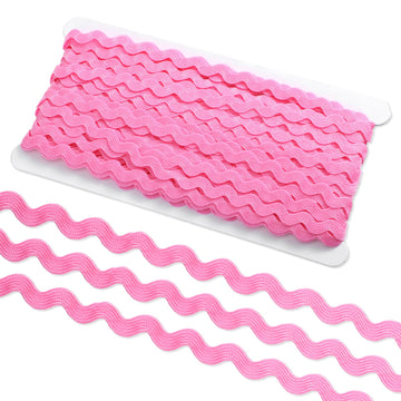 Pink Wave Bending Fringe Trim, 1 Roll 27yd/25m Rick Rack Trim for Sewing, 5mm RIC Rac Trim Ribbon, Woven Lace Ribbon