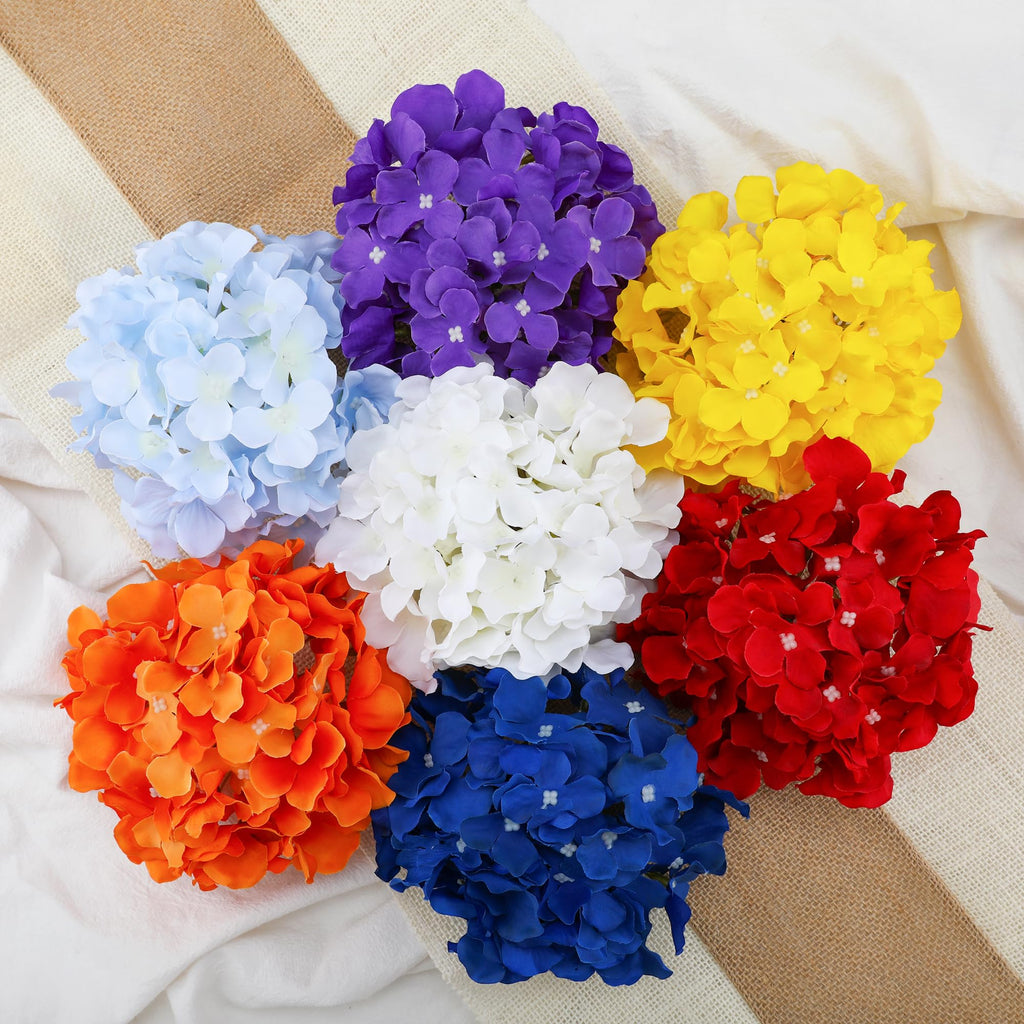 Fake Blue Hydrangea Artificial - Faux Silk Hydrangeas Heads with Stems Real Touch Wedding Party Table Decor(Blue, Pack