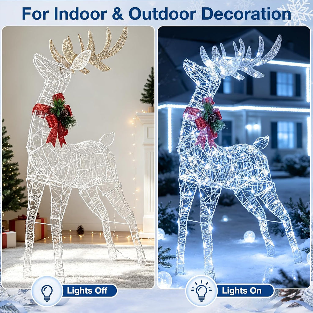 4.4 FT Christmas Lighted Reindeer, Outdoor Christmas Decorations