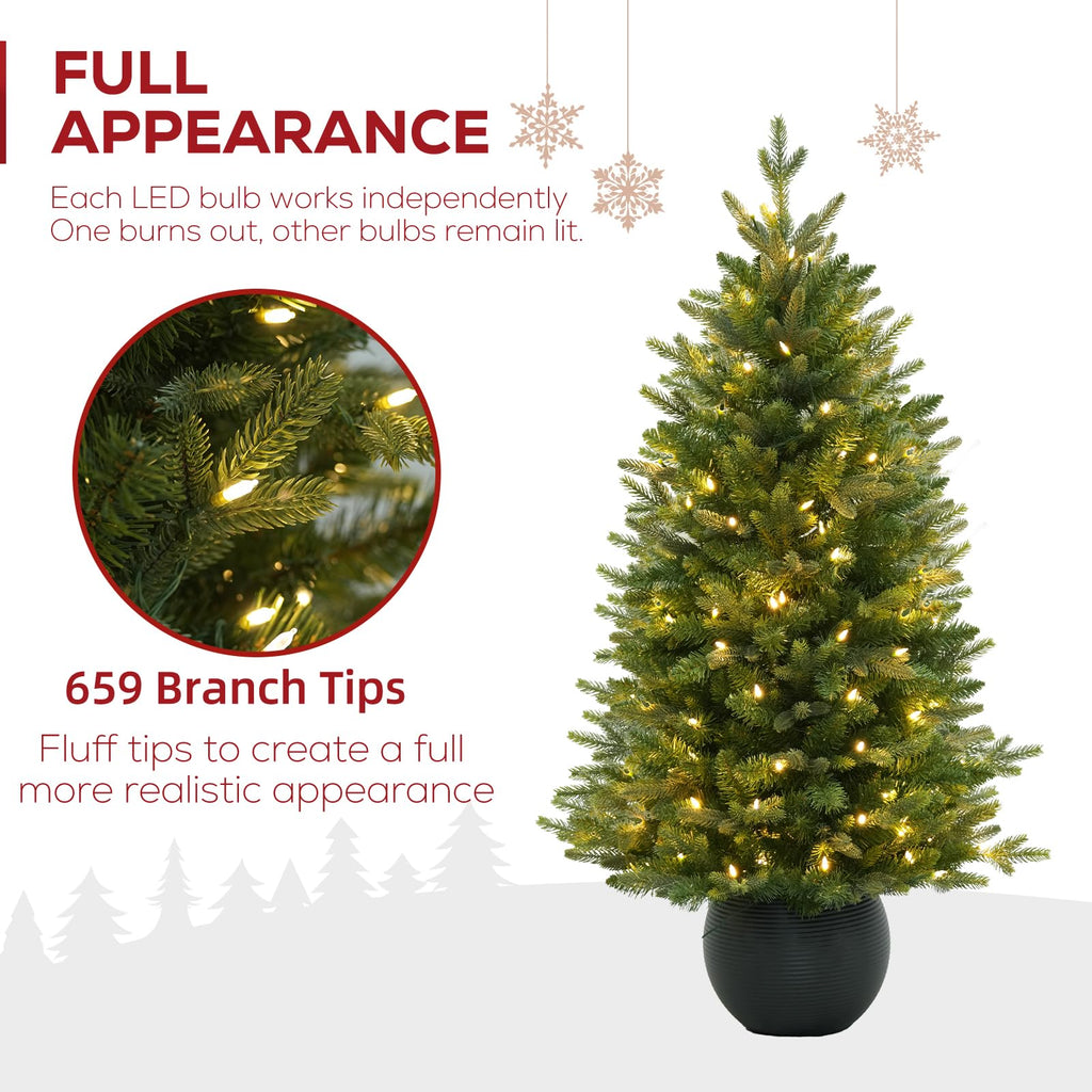 4 ft Potted Christmas Tree with 110 Warm White LEDs