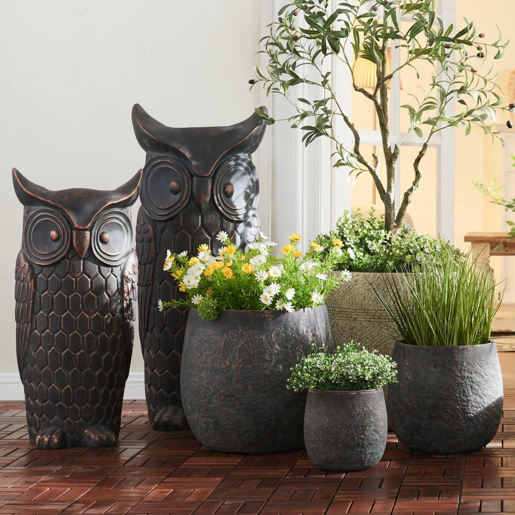 17.32"+12.99"+9.06" Weathered Bronze Rust Concrete Flower Pots