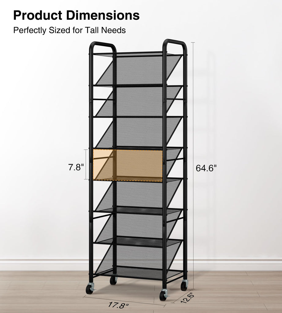 Double-Sided Narrow Shoe Rack with Lockable Wheels, 8-Tier 30 Pairs