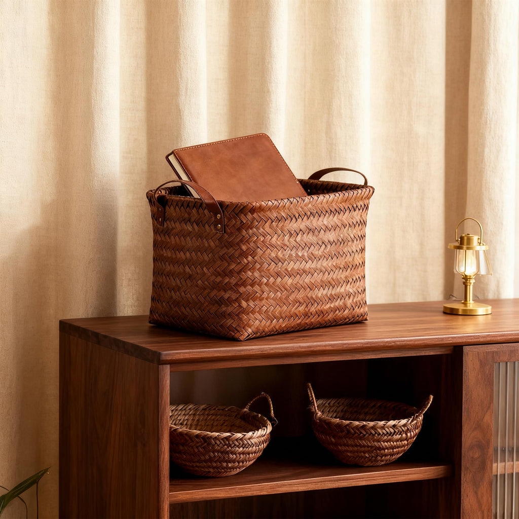 10-Pack Laundry Baskets,Wicker Storage Baskets for Shelves,Brown
