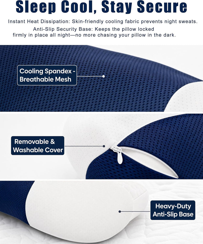 Lumbar Support Pillow for Sleeping, Lower Back Pain Relief | Memory Foam Bed Rest Waist Pillow with Cooling