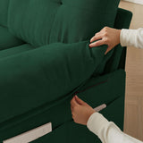 86" Convertible Sectional Sofa, Deep 3-Seat L Shaped Couch with Ottoman and Storage Pocket