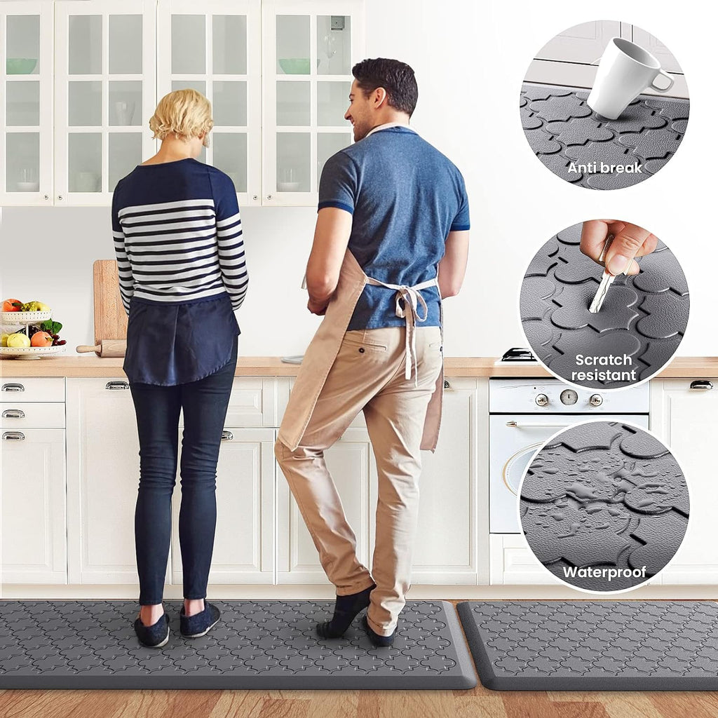 Kitchen Mat 2 PCS Cushioned Anti-Fatigue Floor Mat Standing Mat | 0.47" Thick Cushioned Memory Foam, Water Resistant