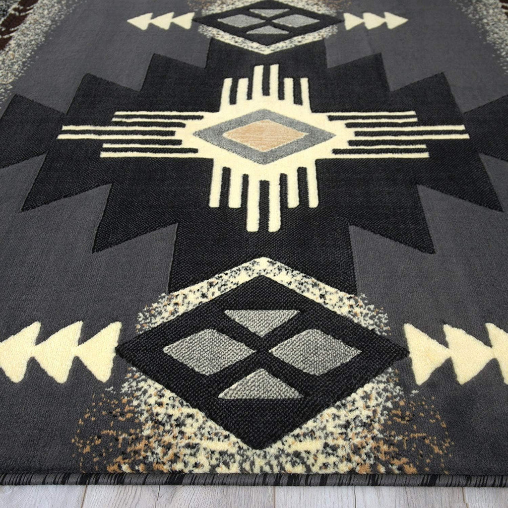 Southwest Navajo Aztec Native American Tribal Gray Area Rug Carpet (2 Feet X 3 Feet)