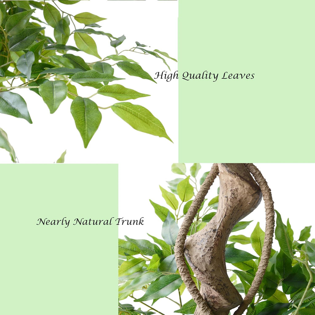 6ft Artificial Ficus Tree Fake Plant with White Planter