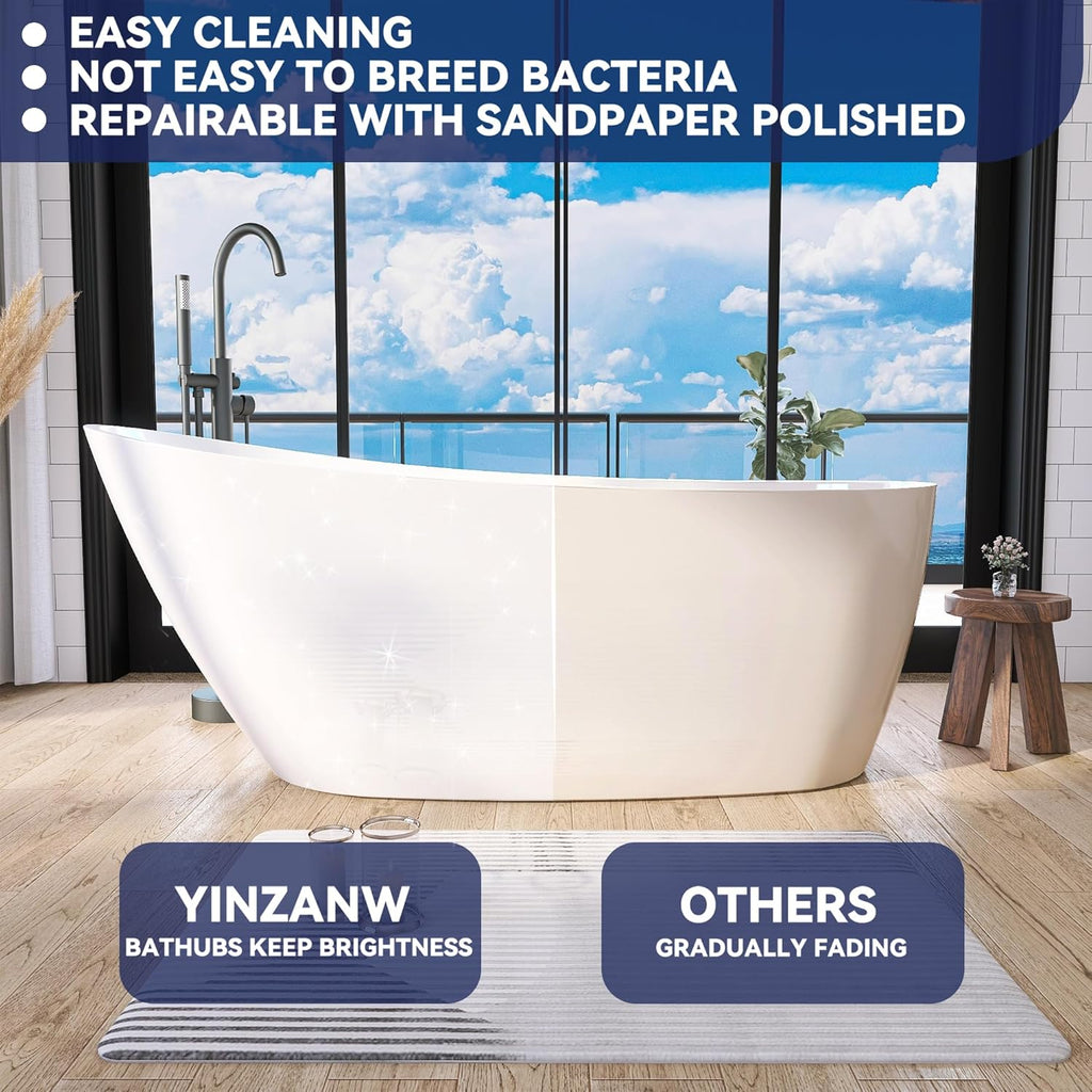 59" Acrylic Free Standing Tub, Stand Alone Tub, Freestanding Bathtub, Soaking Bathtub, cUPC Certified, CM(Glossy White)