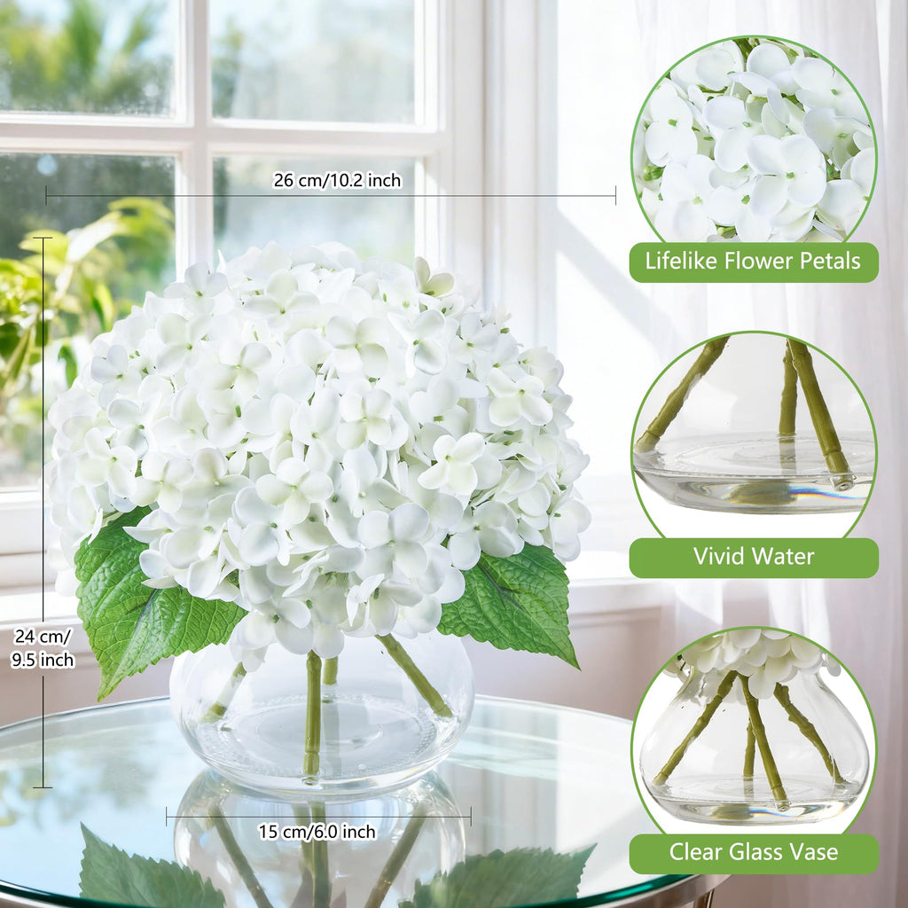 Artificial Arrangements in Glass Vase Decoration, Faux for Floral Arrangements with Faux Water Wedding Bouquets